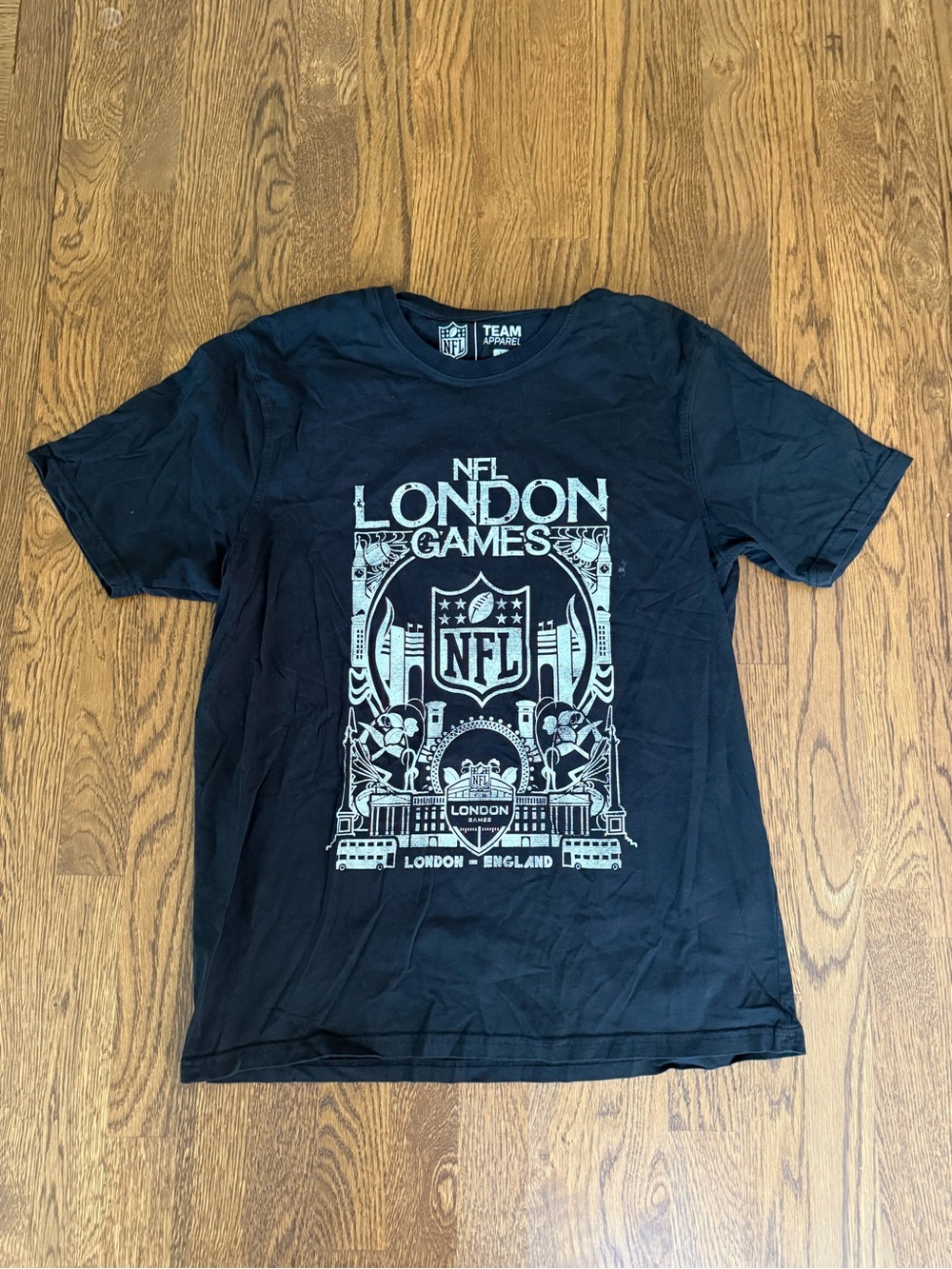 NFL London Games Black Tee with Light Gray Graphic